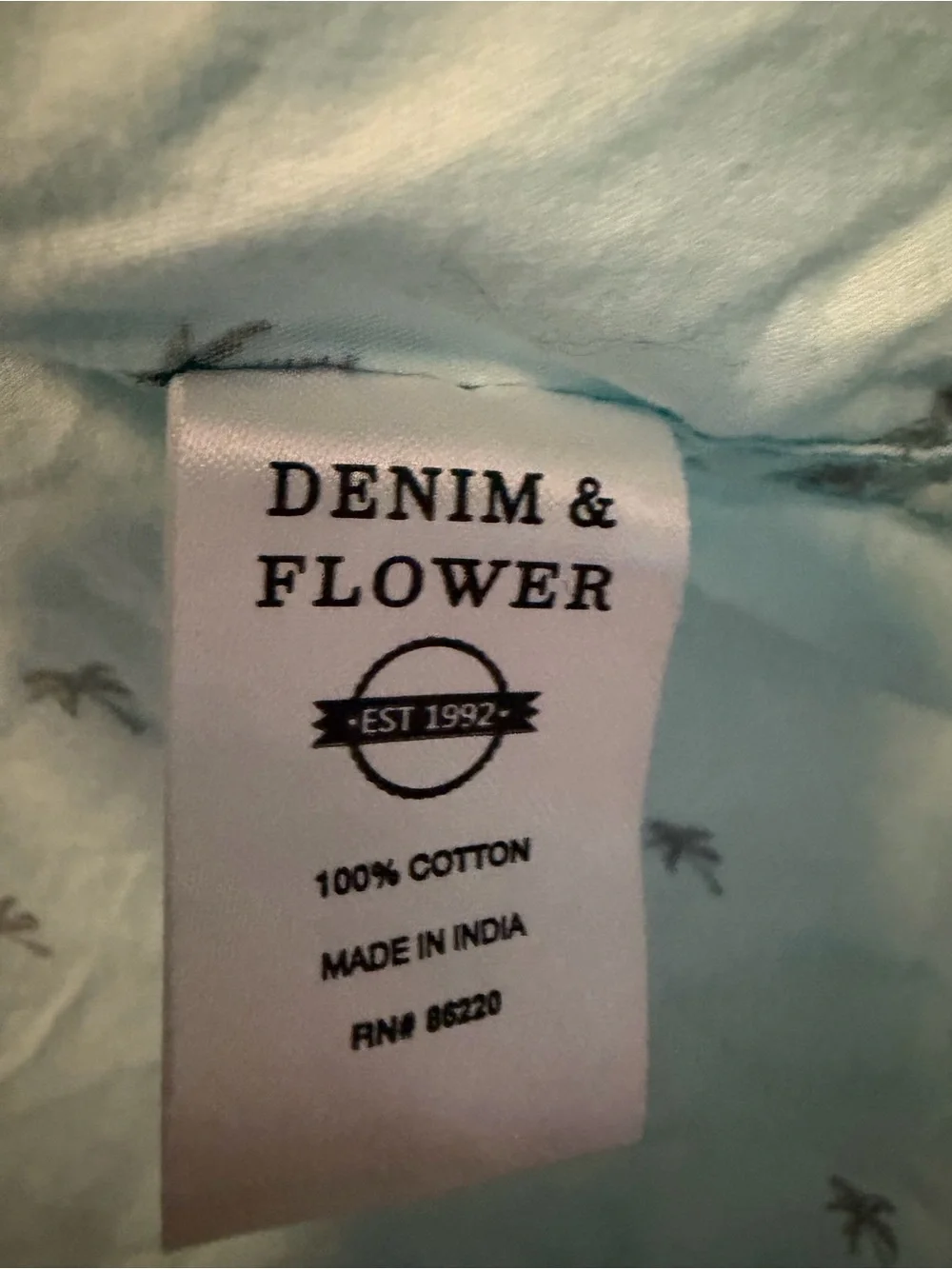 Denim & Flower Light Blue Short-Sleeve Palm Print Button-Up Shirt